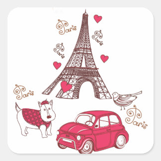 Pegatina Cuadrada Amor de París