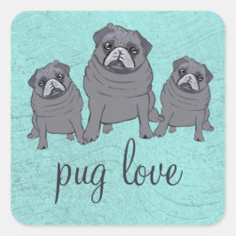 Pegatina Cuadrada Amor de pug