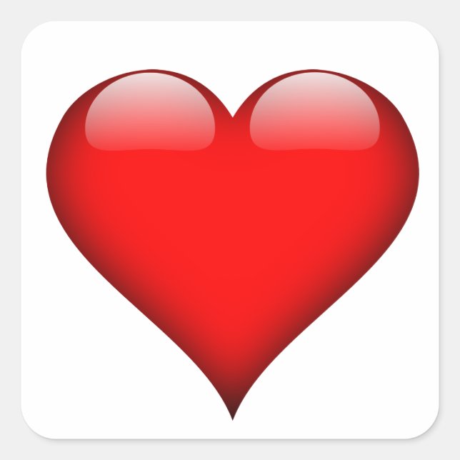 Pegatina Cuadrada Amor del corazón rojo (Anverso)