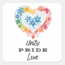 Pegatina Cuadrada Amor del Orgullo de Unidad