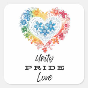 Pegatina Cuadrada Amor del Orgullo de Unidad