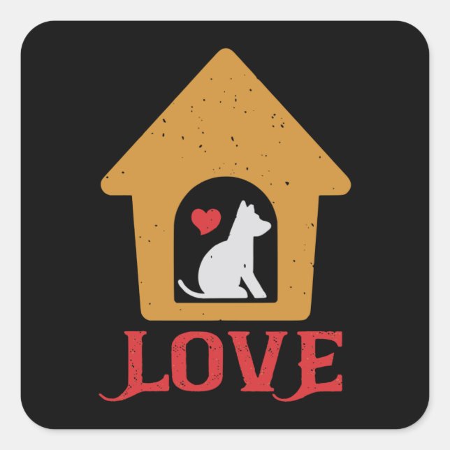 Pegatina Cuadrada Amor del perro (Anverso)