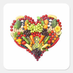 Pegatina Cuadrada AMOR del VEGANO - su corazón