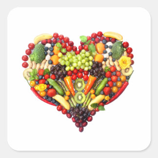 Pegatina Cuadrada AMOR del VEGANO - su corazón