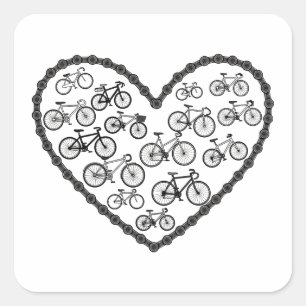 Pegatina Cuadrada Amor en Bicicleta