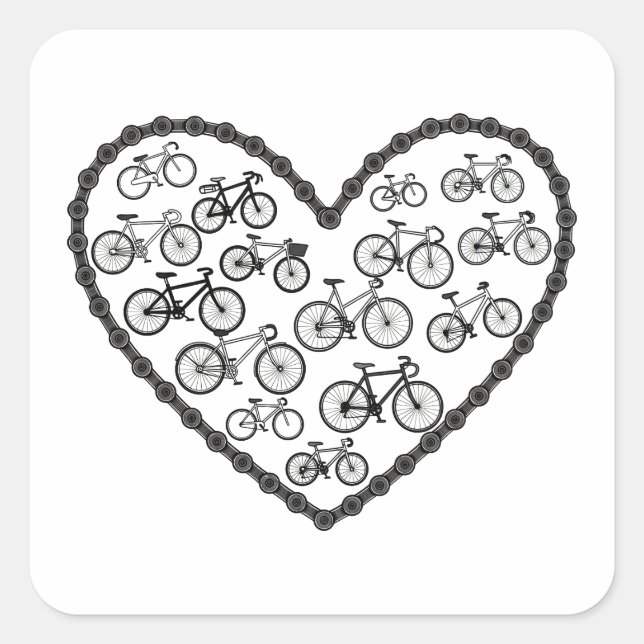 Pegatina Cuadrada Amor en Bicicleta (Anverso)