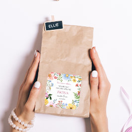 Pegatina Cuadrada Amor en Flor Jardín de Bodas de Novia Gracias