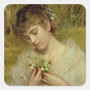 Pegatina Cuadrada Amor en niebla (aceite en lienzo)