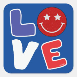 Pegatina Cuadrada AMOR ESTADOUNIDENSE divertido 4 de julio