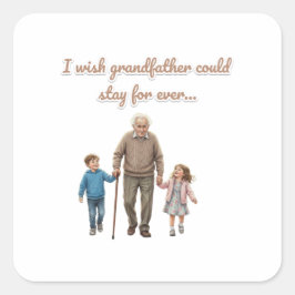 Pegatina Cuadrada Amor Eterno abuelo y nietos