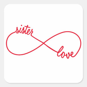 Pegatina Cuadrada Amor hermano, signo infinito