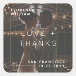 Pegatina Cuadrada Amor Minimalista moderno y foto de agradecimiento