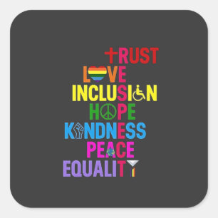 Pegatina Cuadrada Amor Paz Igualdad Amor Inclusión Esperanza