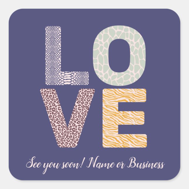 Pegatina Cuadrada AMOR Personalizable Temático de San Valentín - Car (Anverso)