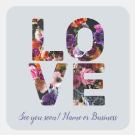 Pegatina Cuadrada AMOR Personalizable Temático Valentine Foto Floral