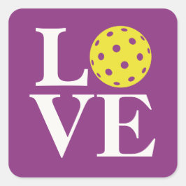 Pegatina Cuadrada "AMOR" Pickleball Raspberry Purple