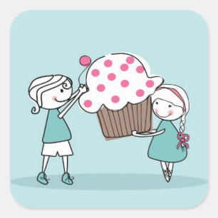 Pegatina Cuadrada Amor por el pastel