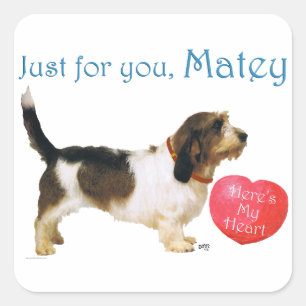 Pegatina Cuadrada Amor por el Petit Basset Griffon Vendeen