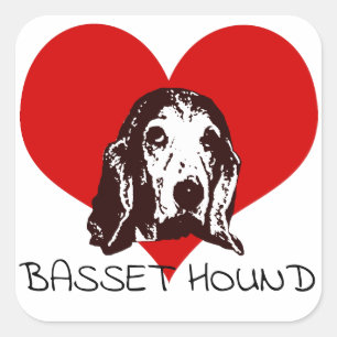 Pegatina Cuadrada Amor por hongos basset