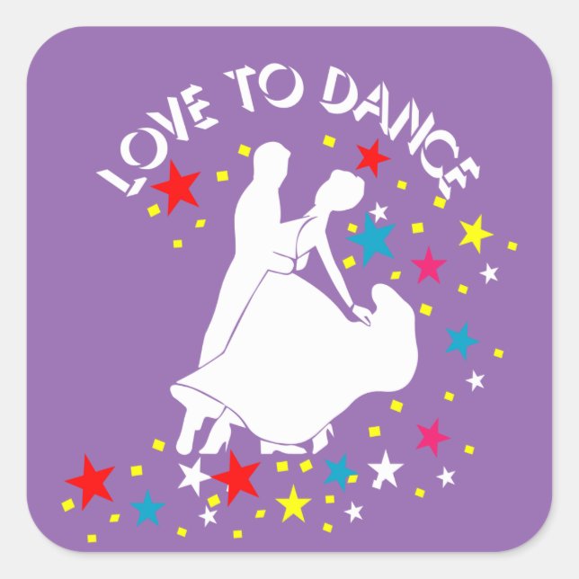 Pegatina Cuadrada Amor por la danza (Anverso)