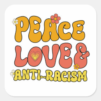 Pegatina Cuadrada Amor por la paz y antiracismo