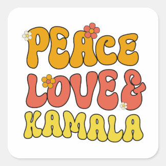 Pegatina Cuadrada Amor por la paz y Kamala