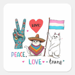 Pegatina Cuadrada Amor por la paz y transgénero LGBTQ