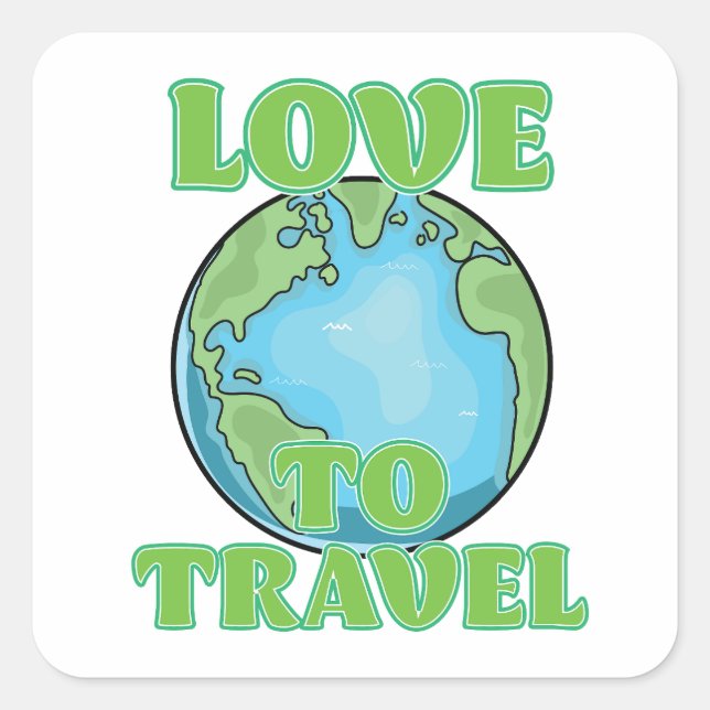 Pegatina Cuadrada Amor por viajar (Anverso)