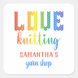 Pegatina Cuadrada Amor Tejiendo el colorido nombre de la letra