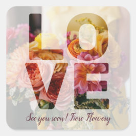 Pegatina Cuadrada AMOR Tema de San Valentín Superposición Transparen