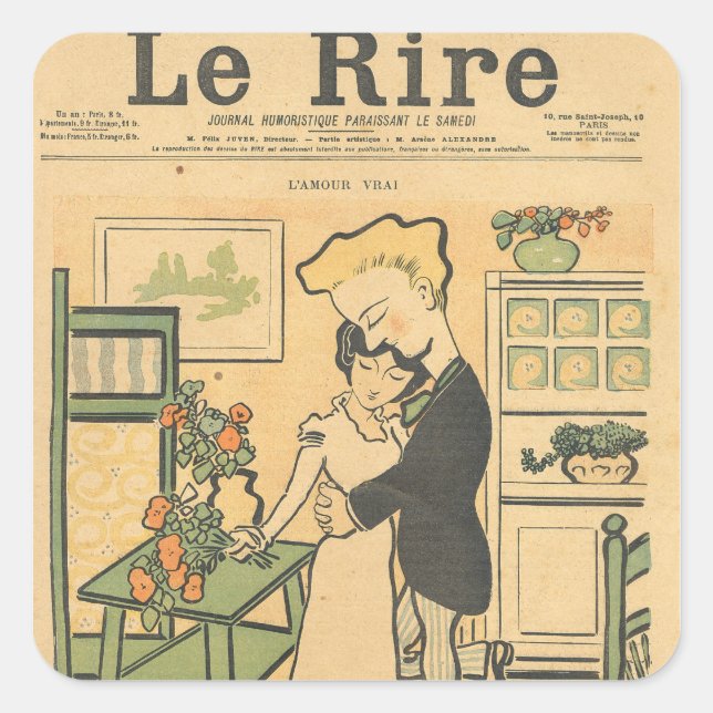 Pegatina Cuadrada Amor verdadero (Anverso)