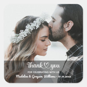 Pegatina Cuadrada Amor Y Agradecimiento Personalizado Foto Personali