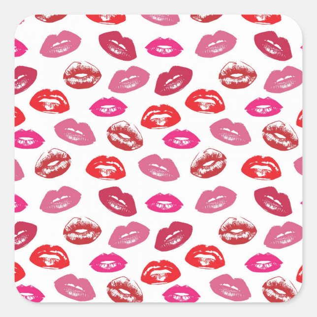 Pegatina Cuadrada Amor Y Besos (Anverso)