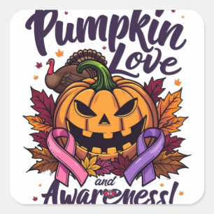 Pegatina Cuadrada Amor y conciencia de la calabaza