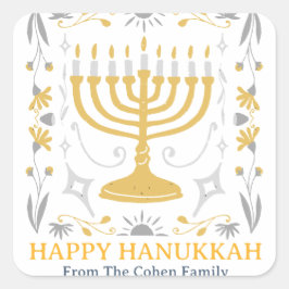 Pegatina Cuadrada Amor y luz | Familia Hanukkah Happy simple