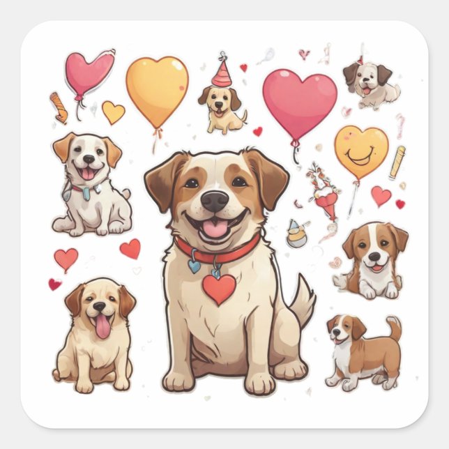 Pegatina Cuadrada Amor y risa (Anverso)