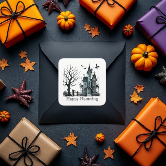 Pegatina Cuadrada Amortización feliz (Wishing all your friends a special "Happy Haunting".)