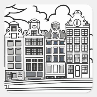 Pegatina Cuadrada Ámsterdam minimalista