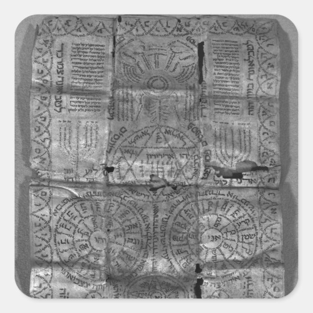 Pegatina Cuadrada Amulet cabalista (Anverso)