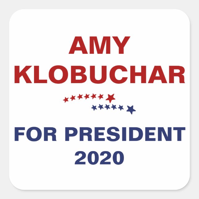 Pegatina Cuadrada Amy Klobuchar para presidente 2020 (Anverso)