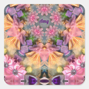 Pegatina Cuadrada AMY ~ Shades Amarillo, Púrpura, Rosa, Azul