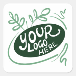 Pegatina Cuadrada Añadir aquí el logotipo comercial a todo color
