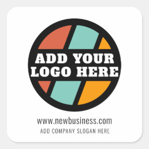 Pegatina Cuadrada Añadir el eslogan de la compañía del logotipo come