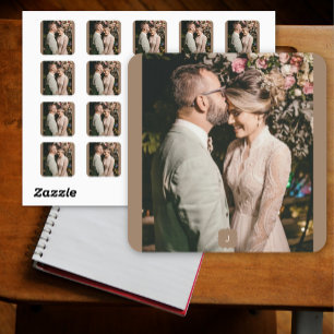 Pegatina Cuadrada Añadir pareja Boda monograma de fotografía