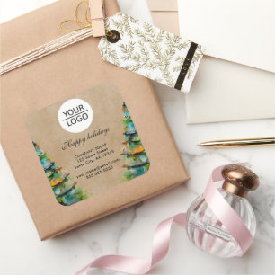 Pegatina Cuadrada Añadir promoción de árbol de Navidad de Personaliz