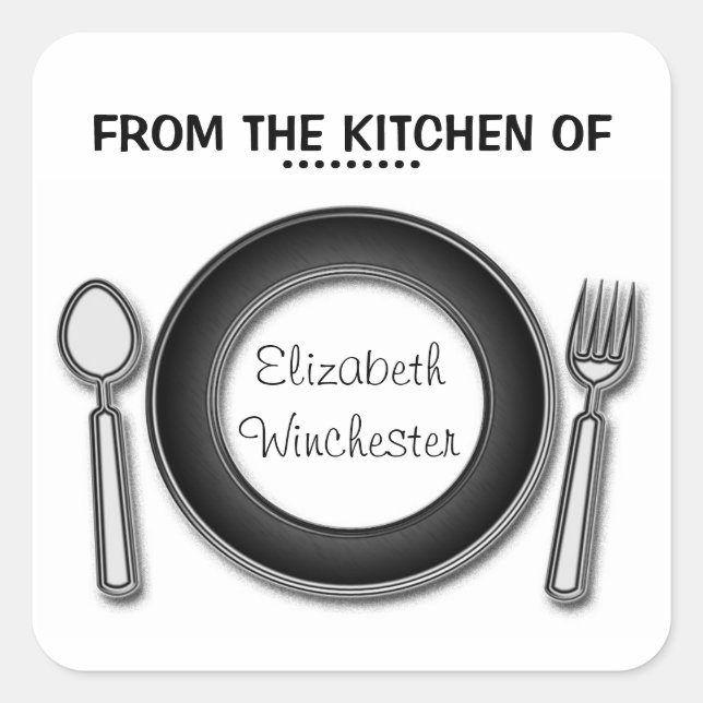 Pegatina Cuadrada Añadir su nombre Pegatinas de regalo de alimentos (Anverso)