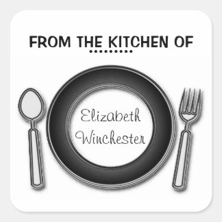 Pegatina Cuadrada Añadir su nombre Pegatinas de regalo de alimentos