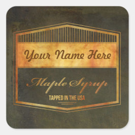 Pegatina Cuadrada Añadir su propio nombre marca Maple Syrup Label Pe