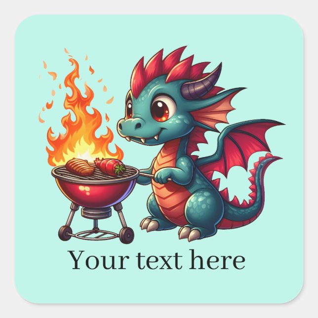 Pegatina Cuadrada Añadir texto al dragón de paro de Guay (Anverso)