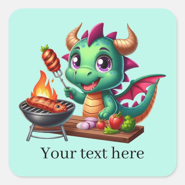 Pegatina Cuadrada Añadir texto al dragón de paro de Guay (Anverso)
